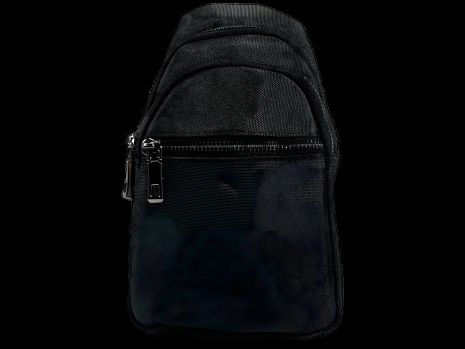 Чёрная компактная сумка-слинг на три отделения