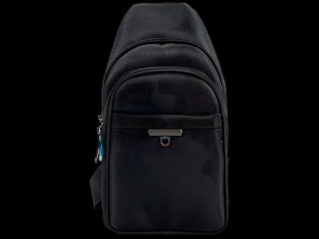 Чоловіча сумка через плече з трьома відділеннями та блискавкою, чорна Чоловіча сумка через плече з трьома відділеннями та блискавкою, чорна