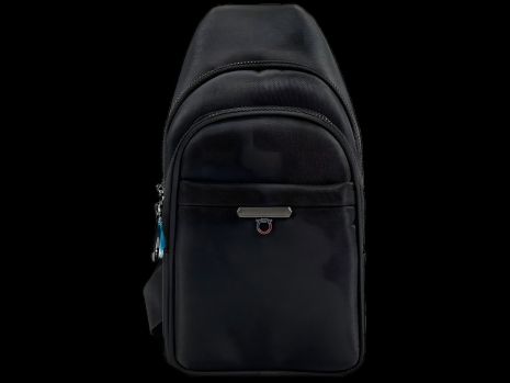 Чоловіча сумка через плече з трьома відділеннями та блискавкою, чорна
