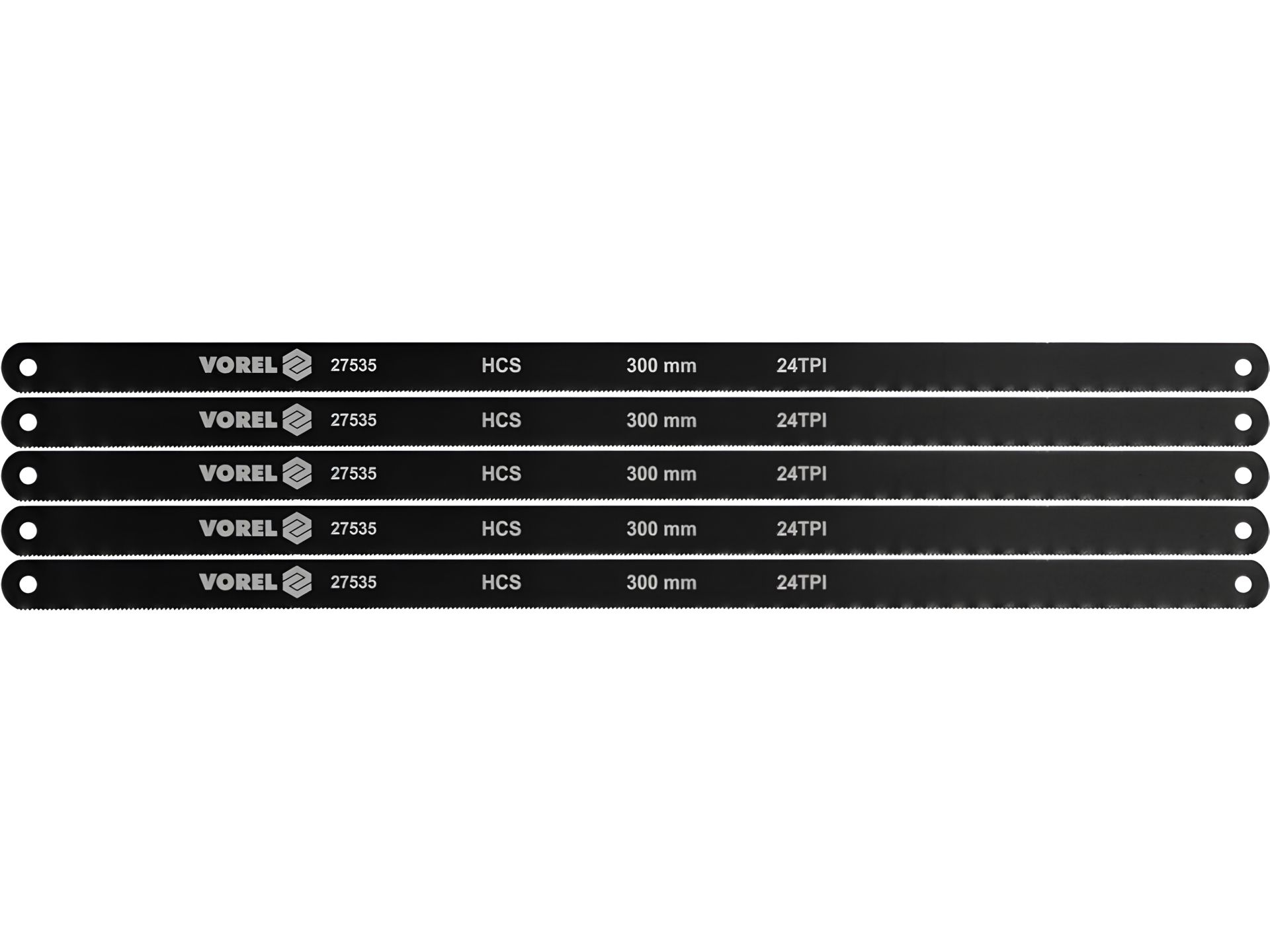 Полотно ріжуче до ножівки по металу 300х12,6х0,65 мм, 24 зуби/1", паків. 5 шт Vorel 27535 Полотно ріжуче до ножівки по металу 300х12,6х0,65 мм, 24 зуби/1", паків. 5 шт Vorel 27535