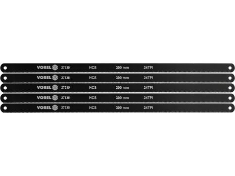 Полотно для ножовки по металлу 300x12.6x0.65 мм, 24 зуба/дюйм, уп. 5 шт Vorel 27535