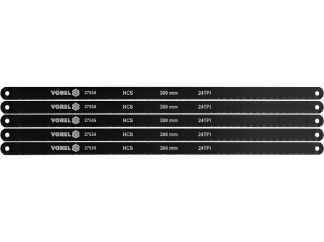 Полотно ріжуче до ножівки по металу 300х12,6х0,65 мм, 24 зуби/1", паків. 5 шт Vorel 27535 Полотно ріжуче до ножівки по металу 300х12,6х0,65 мм, 24 зуби/1", паків. 5 шт Vorel 27535