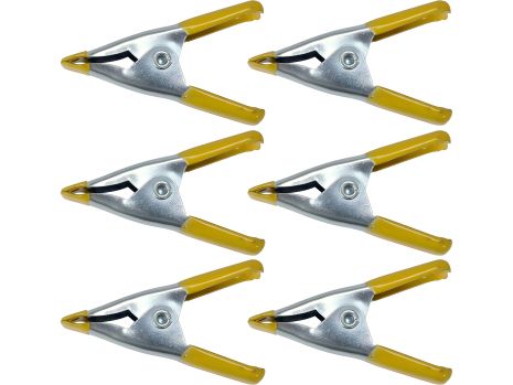 Набір струбцин "прищіпка" 50 мм, з розведенням губ-20 мм, сталь, 6 шт. [36/144] Vorel 38490