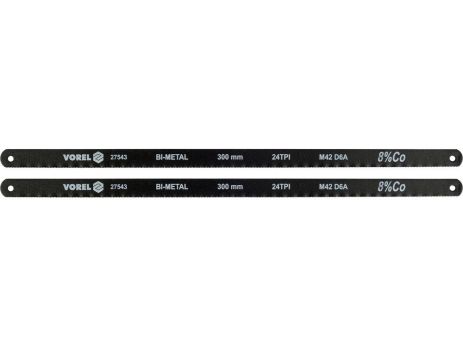 Полотно режущее по металлу BI-мет M42+D6A+Co8%, 300х12,6х0,65 мм, 24 зуба/1", паков. 2 шт [10] Vorel 27543