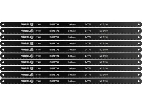 Полотно для ножовки по металлу BI-мет M2 CrV6150, 300х12,6х0,65 мм, 24 зуба/дюйм, Vorel 27545 Полотно для ножовки по металлу BI-мет M2 CrV6150, 300х12,6х0,65 мм, 24 зуба/дюйм, Vorel 27545