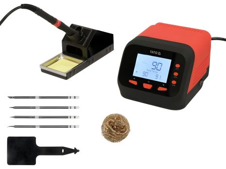 Паяльна станція Yato YT-82462, мережна 110-230 V; Р = 75 Вт, t° = 90-480 °С, жало тип T12, LCD табло [12]