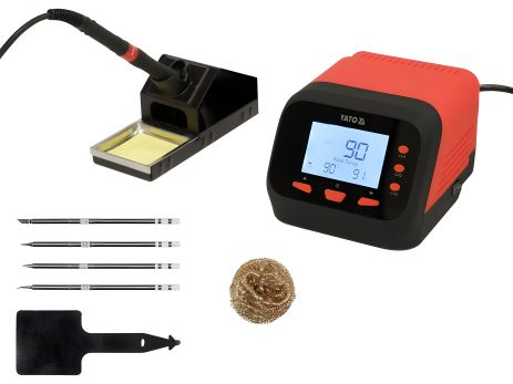 Паяльна станція Yato YT-82462, мережна 110-230 V; Р = 75 Вт, t° = 90-480 °С, жало тип T12, LCD табло [12]