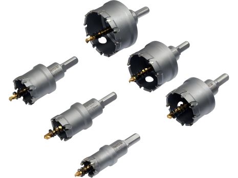 Набор сверл коронок по металлу TCT Ø22-30-35-45-50-65x 103мм, толщ до 25мм, HEXт 3/8", Yato YT-44077 Набор сверл коронок по металлу TCT Ø22-30-35-45-50-65x 103мм, толщ до 25мм, HEXт 3/8", Yato YT-44077