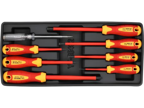 Вклад в шкаф: изолированные отвертки до 1000 В с индикатором 250 В, 8 шт. Yato YT-55462