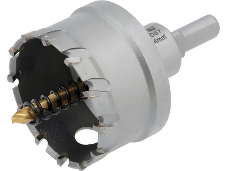 Свердло коронки по металу TCT: Ø54 x 103 мм, товщ. до 25мм, з напрямним, 6-гран. хвіст 3/8" [6] Yato YT-44067 - Бета