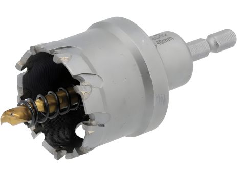 Коронка для свердління металу TCT: Ø40 x103 мм, товщ. до 25мм, з напрямним, 6-гран. хвіст 1/4" [10] Yato YT-44062