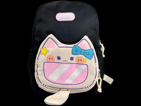 Двухсекционный школьный рюкзак с принтом Pusheen в чёрном цвете Двухсекционный школьный рюкзак с принтом Pusheen в чёрном цвете