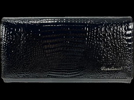 Кошелек из натуральной кожи, черный, с застежкой на молнии