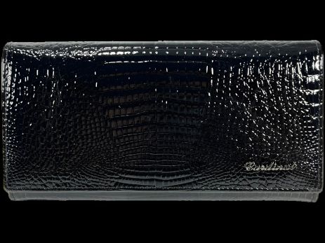 Кошелек из натуральной кожи, черный, с застежкой на молнии