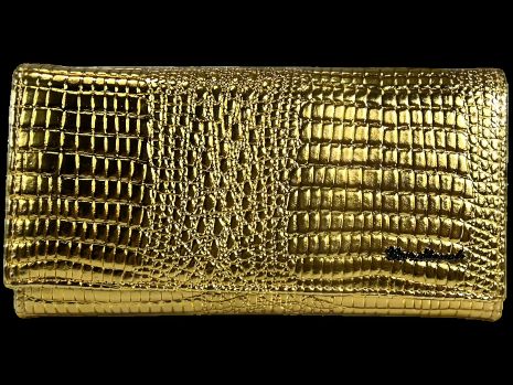 Золотий жіночий гаманець з лакованої шкіри з застібкою на блискавці