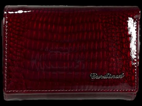 Бордовий жіночий гаманець зі шкіри, лакований, із застібкою-блискавкою Бордовий жіночий гаманець зі шкіри, лакований, із застібкою-блискавкою