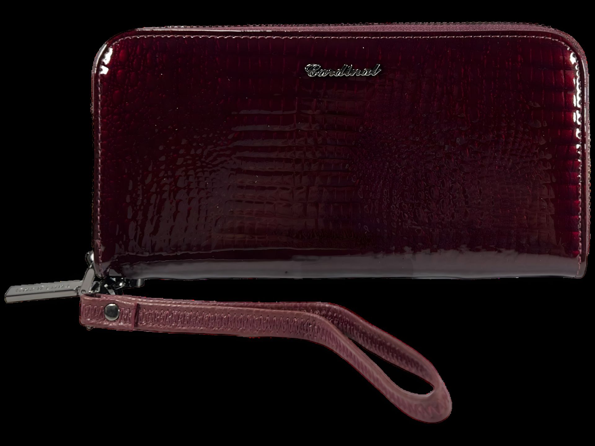 Бордовый кожаный женский кошелек с застежкой на молнии и монетницей Бордовый кожаный женский кошелек с застежкой на молнии и монетницей