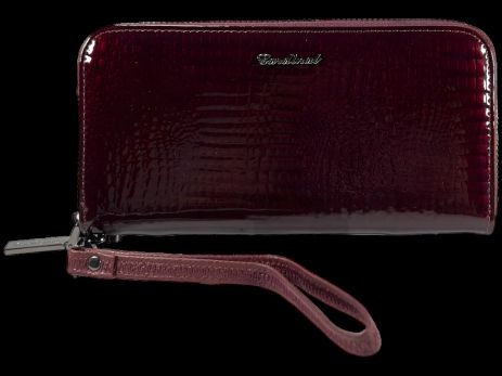 Елегантний бордовий гаманець зі шкіри з застібкою на блискавці і монетницею