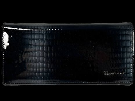 Элегантный кожаный черный стильный кошелек с кнопочной застежкой, монетница, картхолдер, прозрачные отделения, 4 отделения для купюр, 14 ячеек для карт