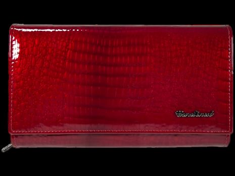 Стильний жіночий гаманець з натуральної шкіри, червоний, 5 відділень для купюр та 5 осередків для карт