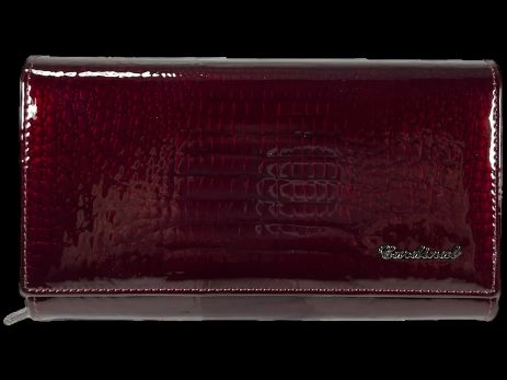 Женский кожаный кошелек бордового цвета с кнопочной застежкой