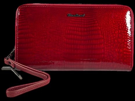 Розкішний шкіряний гаманець для жінок червоного кольору з застібкою на блискавці