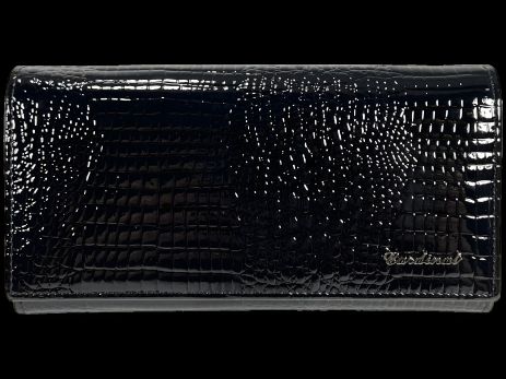 Практичный черный женский кожаный кошелек с застежкой на молнии