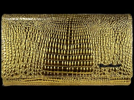 Золотий гаманець з натуральної шкіри, стильний, застібка на кнопку Золотий гаманець з натуральної шкіри, стильний, застібка на кнопку