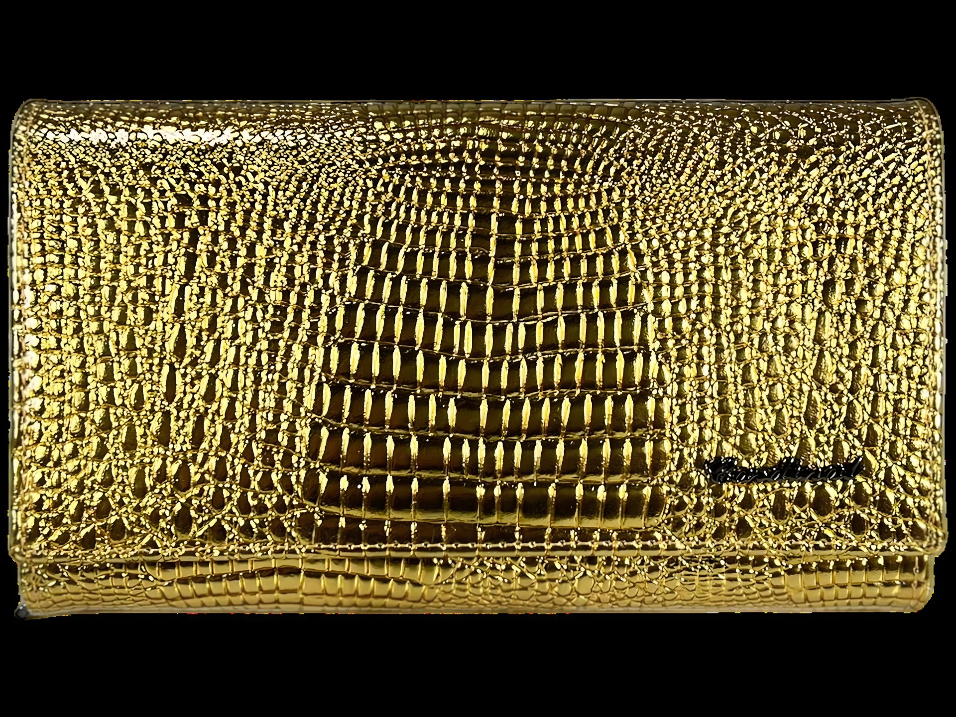 Золотий гаманець з натуральної шкіри, стильний, застібка на кнопку Золотий гаманець з натуральної шкіри, стильний, застібка на кнопку