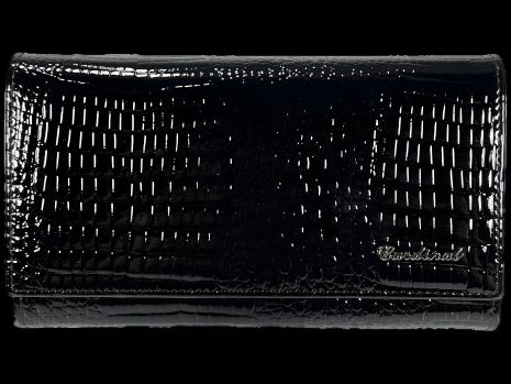 Черный лакированный кожаный кошелек стильного дизайна