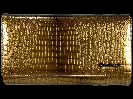 Золотой кожаный кошелек с кнопочной застежкой, 5 отделений для купюр