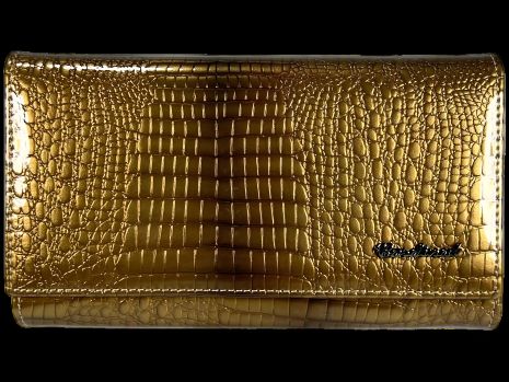 Золотой кожаный кошелек с кнопочной застежкой, 5 отделений для купюр