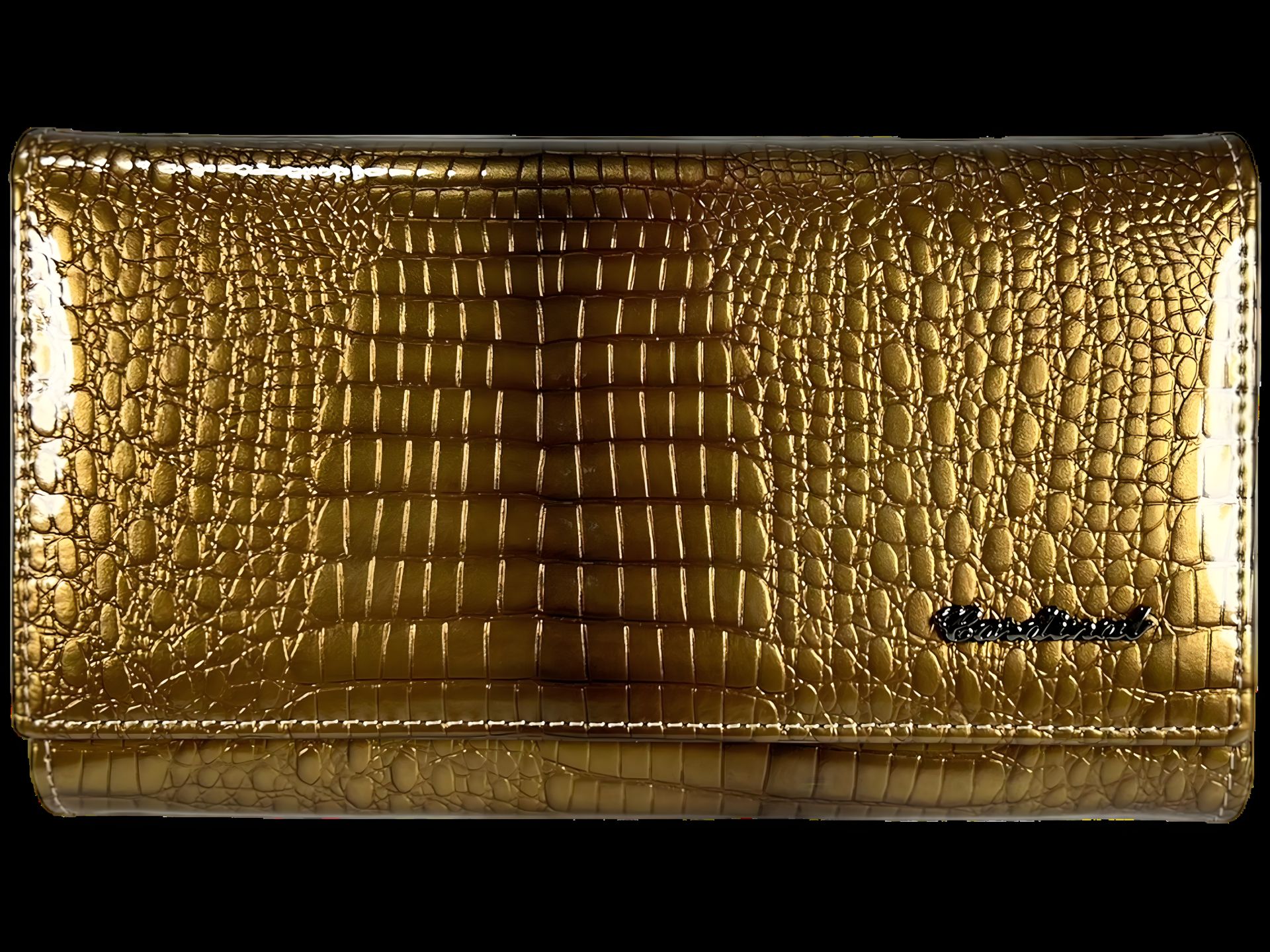 Золотой кожаный кошелек с кнопочной застежкой, 5 отделений для купюр Золотой кожаный кошелек с кнопочной застежкой, 5 отделений для купюр