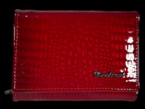Жіночий гаманець шкіряний, лакований, червоний, з застібкою на блискавці