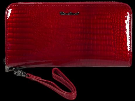 Жіночий гаманець з натуральної шкіри, червоний, з застібкою блискавкою, монетниця