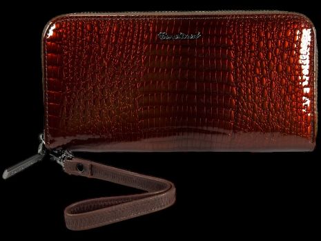 Кожаный кошелек с застежкой на молнии, коричневый