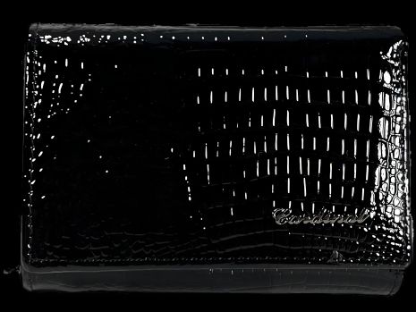 Компактний лакований шкіряний гаманець, чорний