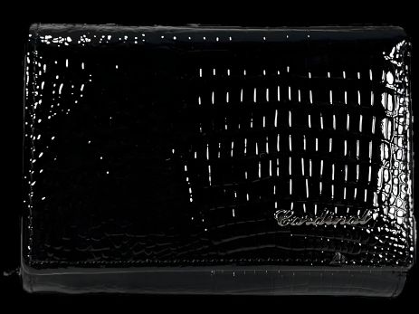 Компактный лаковый кожаный кошелек, черный