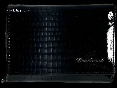 Гаманець жіночий шкіряний, чорний, з застібкою на блискавці