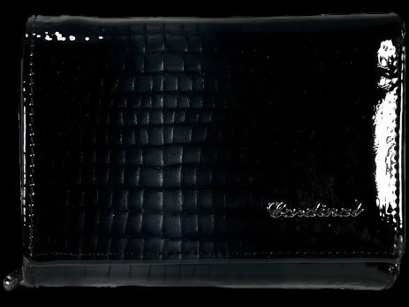 Гаманець жіночий шкіряний, чорний, з застібкою на блискавці