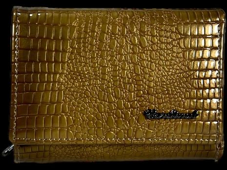 Стильный кожаный кошелек с тремя отделами для купюр, золотой