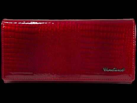 Шкіряний жіночий гаманець червоний з кнопковою застібкою
