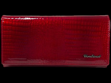 Женский кожаный кошелек, красный, с кнопочной застежкой