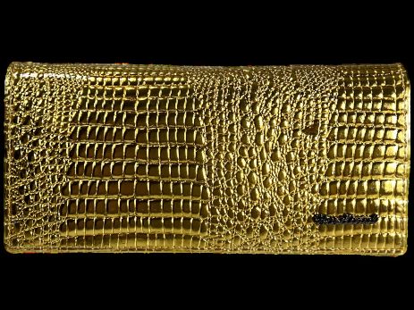 Золотий жіночий шкіряний гаманець з кнопковою застібкою Золотий жіночий шкіряний гаманець з кнопковою застібкою