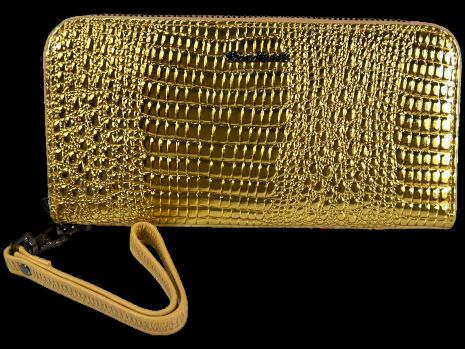 Шкіряний жіночий гаманець, золотий з блискавкою Шкіряний жіночий гаманець, золотий з блискавкою