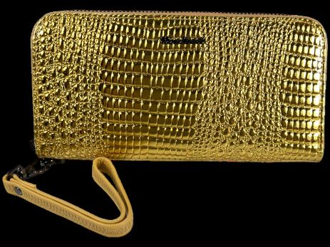 Женский кошелек из кожи, золотой, с застежкой на молнии Женский кошелек из кожи, золотой, с застежкой на молнии