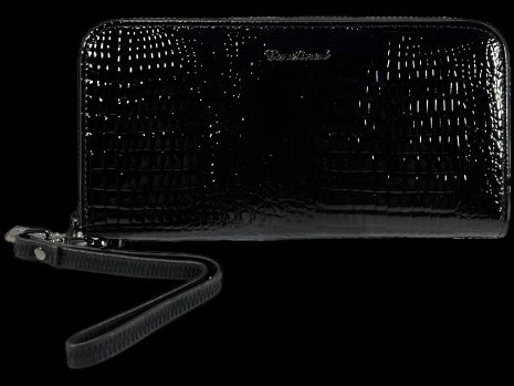 Женский кожаный кошелек, черный, с застежкой на молнии