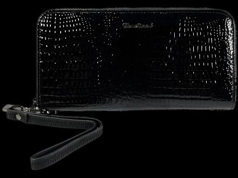 Класичний жіночий гаманець шкіряний, чорний, з застібкою на блискавці (Елеганс)