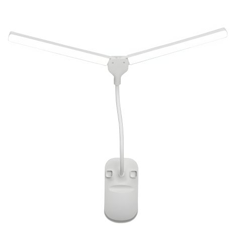 Настільна USB LED лампа гнучка, подвійна з акумулятором та прищіпкою біла Настільна USB LED лампа гнучка, подвійна з акумулятором та прищіпкою біла