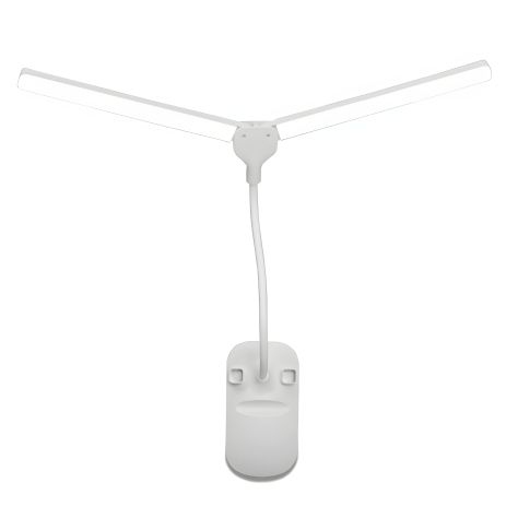 Настільна USB LED лампа гнучка, подвійна з акумулятором та прищіпкою біла Настільна USB LED лампа гнучка, подвійна з акумулятором та прищіпкою біла